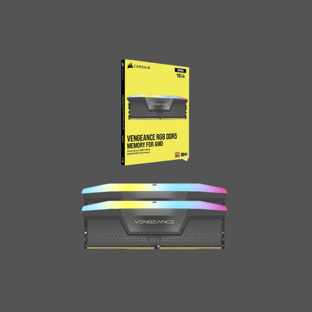 Corsair VENGEANCE RGB DDR5 32GB (2x16GB) DDR5 6000 CL36-44-44-96 1.4V Intel XMP and AMD EXPO Memory - Grey.