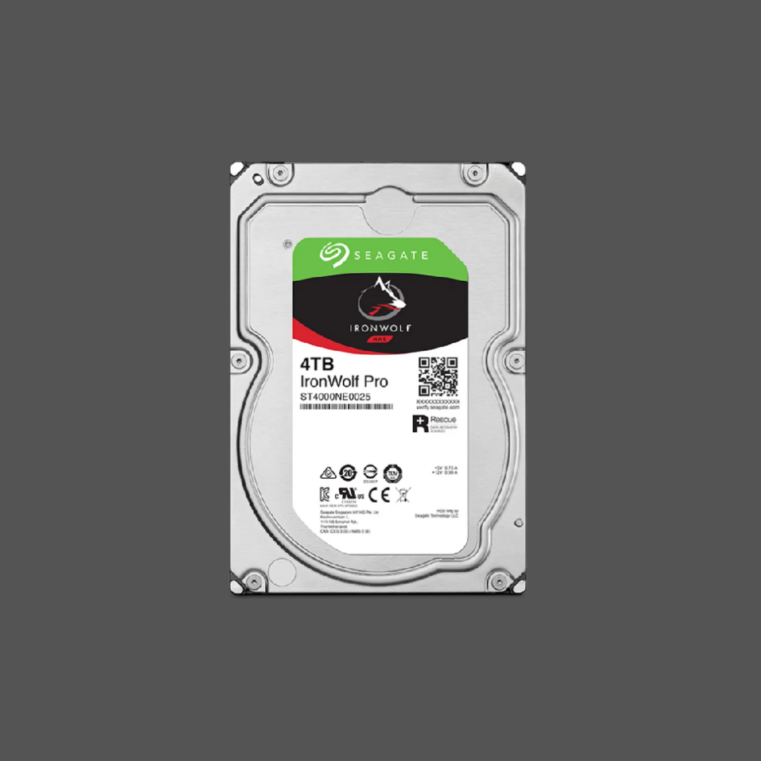 Seagate Ironwolf Pro ST4000NT001 4TB 3.5'' HDD NAS Drives 7200 RPM; SATA 6GB/s Interface; 256MB Cache;550TB/Year; Unlimited Bays